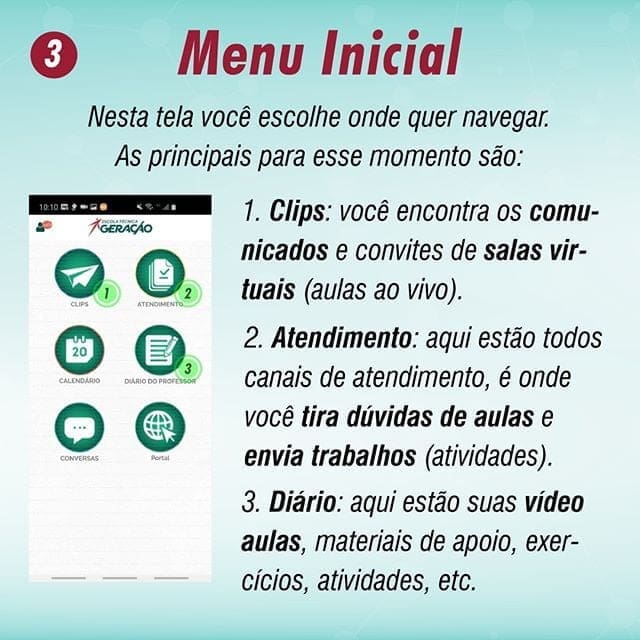 Tutorial aulas online Escola Técnica Geração