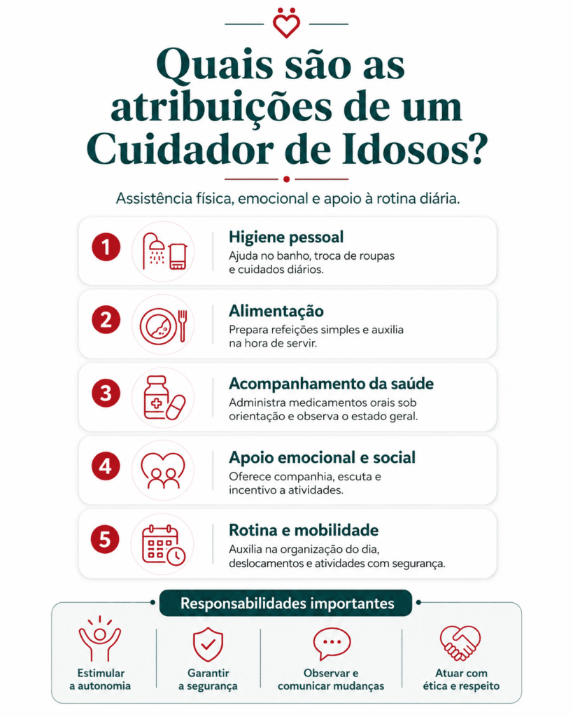 Quais são as atribuições de um Cuidador de Idosos?