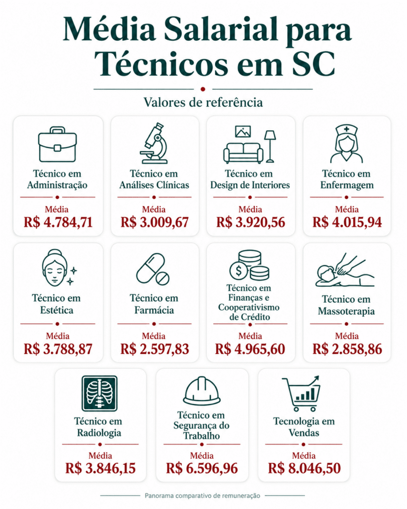 Média Salarial para Técnicos em Santa Catarina