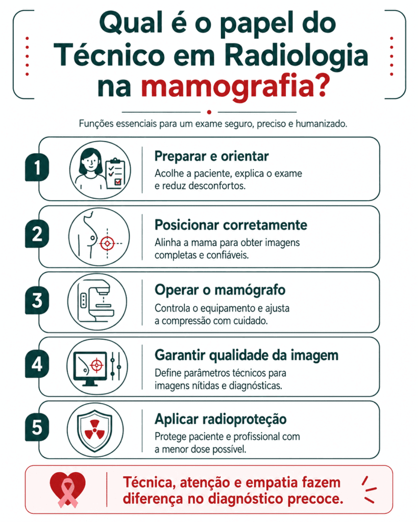 Qual é o papel do Técnico em Radiologia na mamografia?