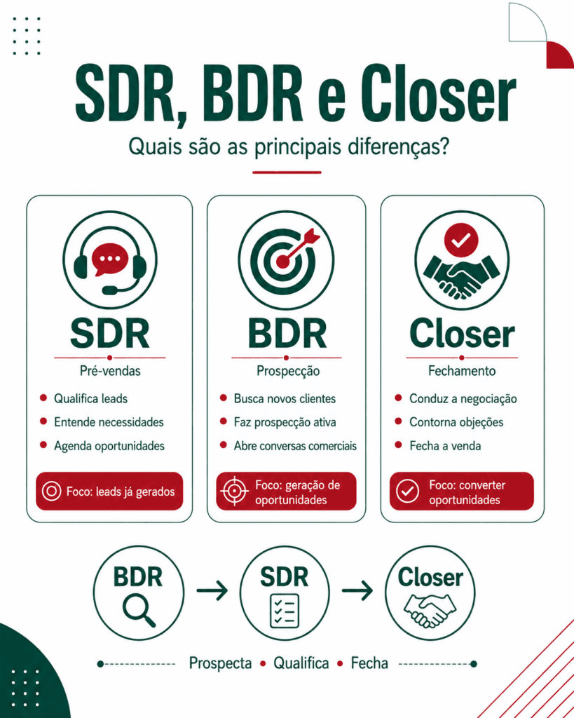 SDR, BDR e Closer: quais são as principais diferenças?